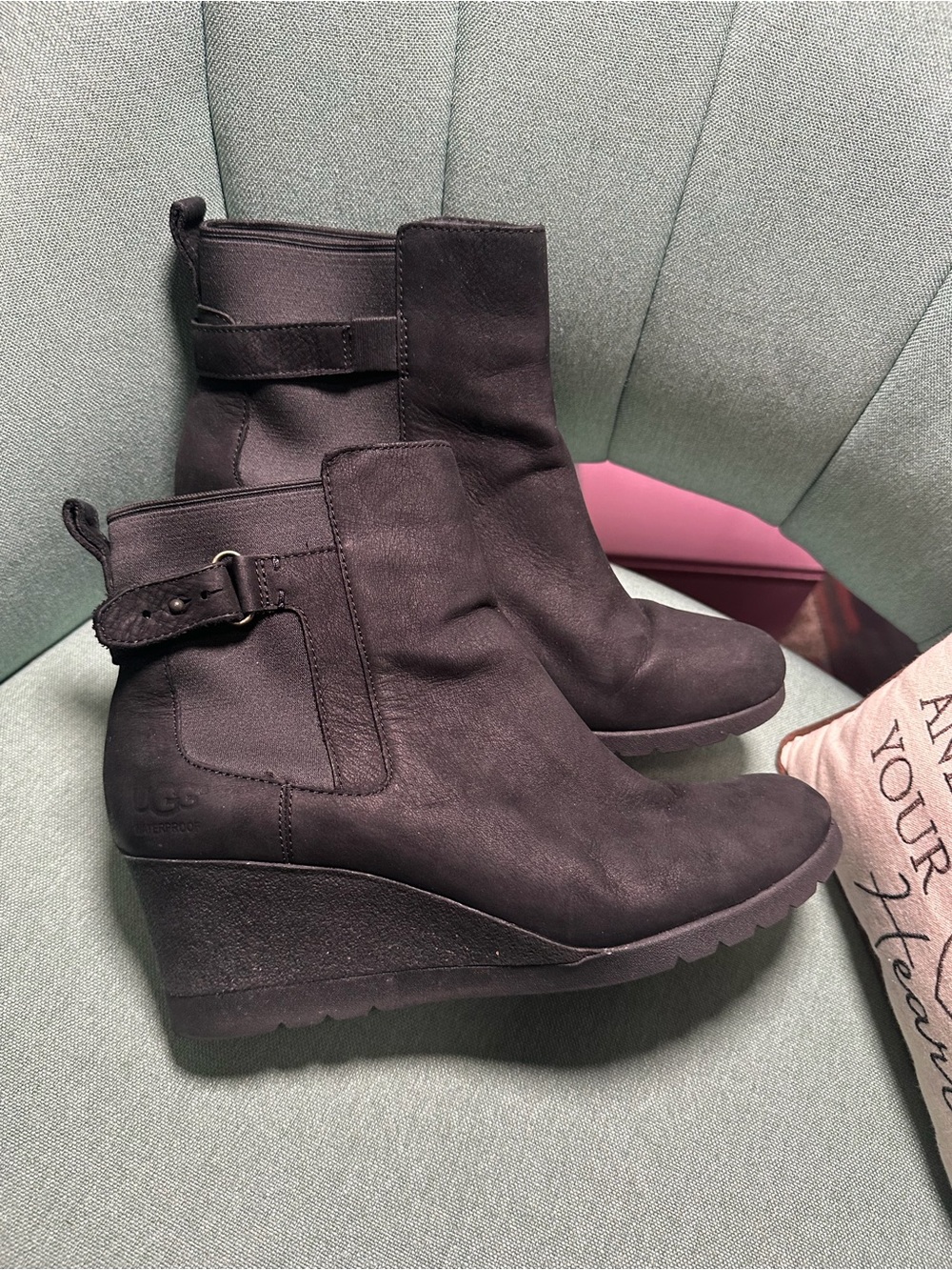 UGG Black Wedge Ankle Boots